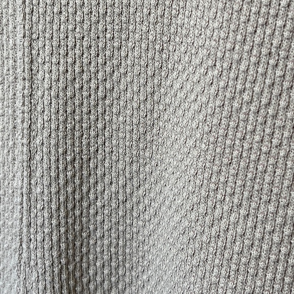 FP |  WTF Taupe Thermal Striped Cuffs Scoop Neck Keyhole Boho Long Sleeve Shirt - Picture 11 of 14